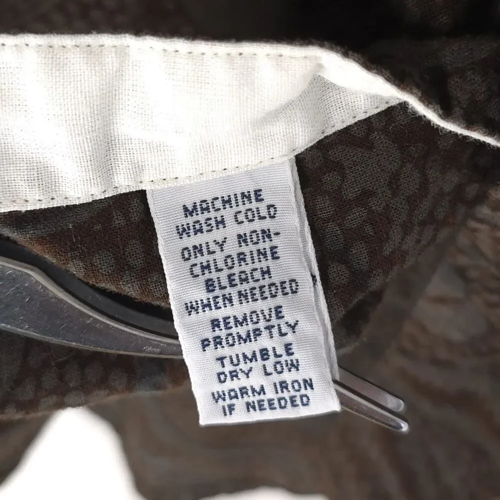 POLO RALPH‎ LAUREN Mens Paisley Camp Shirt LARGE Brown Button 100% Cotton